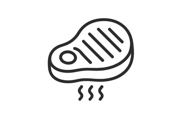 Hot grilled steak with steam in minimalist style for barbecue or restaurant menu