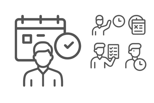 Time management and appointment scheduling icons for business organization and planning - Powered by Adobe