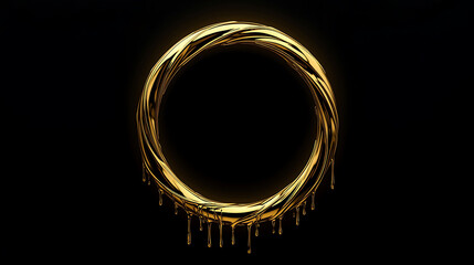 Golden twisted ring dripping liquid gold, elegant luxury design.