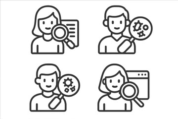 People conducting research, data analysis, and inspection using magnifying tools