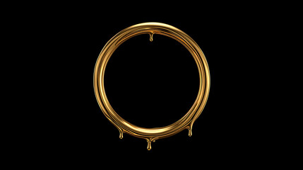 Luxurious golden ring with melting drips, abstract liquid metal art