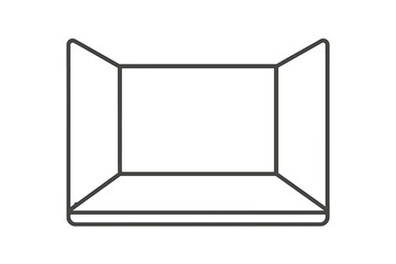 Minimalist empty three-sided display stage corner box for product presentation