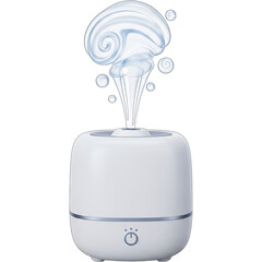 White Humidifier with Vapor Stream for Air Purification and Aromatherapy.