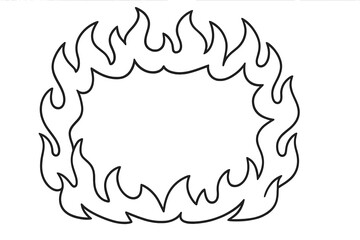 Stylized fiery flame border surrounding empty rectangular copy space template