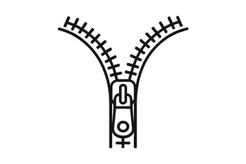 Open zipper line icon showing separated teeth and slider pull tab mechanism