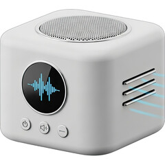 White sound machine for sleep and relaxation with digital display.