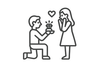 Romantic moment of a man proposing marriage on one knee with a diamond ring