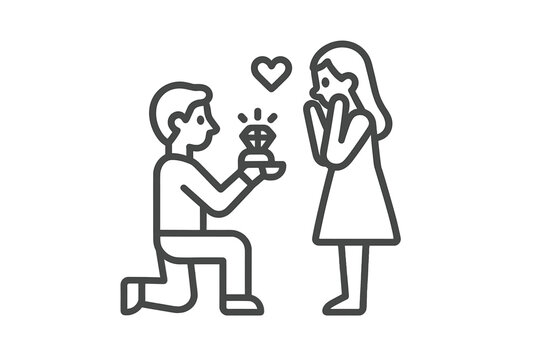 Romantic moment of a man proposing marriage on one knee with a diamond ring