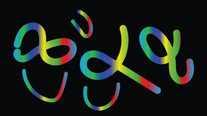 Colorful Abstract Gradient Shapes on Black Background, Modern Design