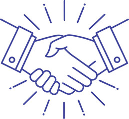 Obraz premium Blue Handshake Agreement Icon with Rays business deal