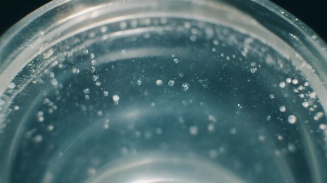 Effervescent Water Bubbles in Glass A CloseUp View.