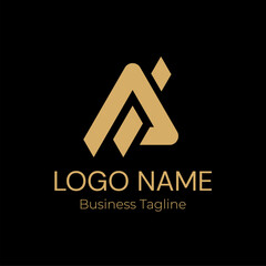 Logo Letter A Geometry Modern Gold Business Company Design Template