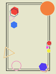 A playful abstract frame with geometric shapes in bright primary and secondary colors. Perfect for modern artistic posters, presentations, and dynamic social media backgrounds