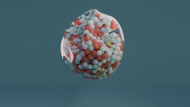 Soft Blob Filled With Color Spheres &ndash; Abstract 3D Motion Shape