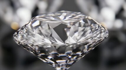 Brilliant cut diamond macro in dramatic light. Luxury gemstone with sharp facets and bokeh background, sparkling reflections, precious jewelry concept, ultra high detail. - Powered by Adobe