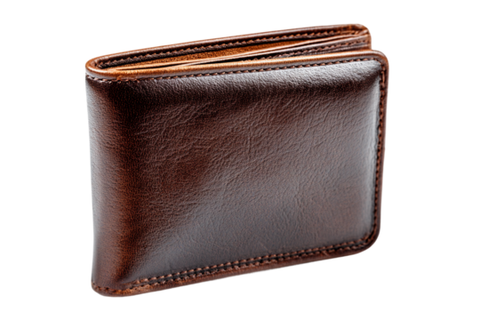 Multi-functional wallet for cash, cards, and ID isolated on transparent background