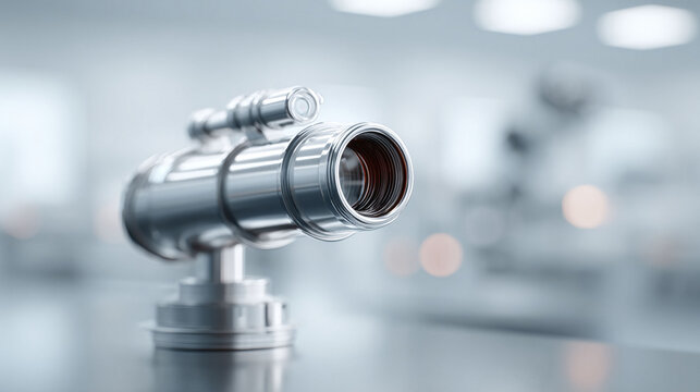 Sleek silver device, focused on future vision. Clean, modern design suggests innovation, research, development. Perfect for tech, science, or progress themes.