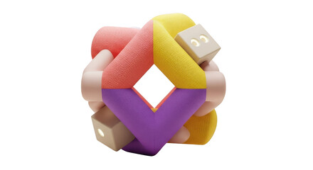 Colorful abstract geometric shape with diamond center