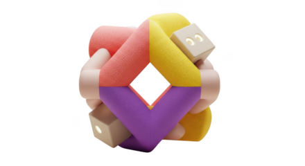 Colorful abstract geometric shape with diamond center