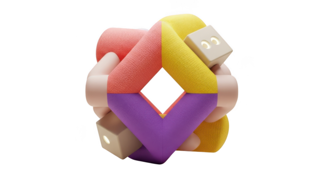 Colorful abstract geometric shape with diamond center