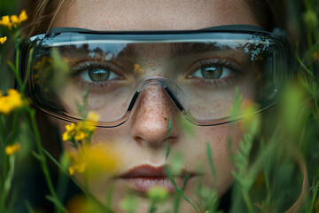 High-tech vr headset innovation, digital scanning interface, modern innovation, generative AI