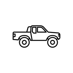 Pick up truck outline icon. offroad truck black line illustration.