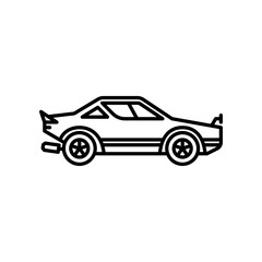 Rally car outline icon. racing car black line illustration.