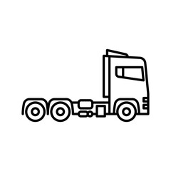 Semi Truck outline icon. tractor trailer black line illustration.