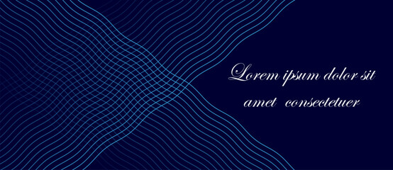 Abstract art geometric background with blue diagonal lines. Optical illusion with waves and transition.