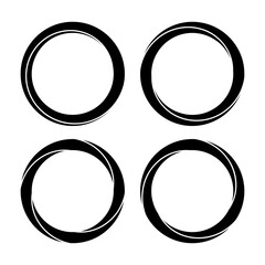 Set with circles. Rotating art lines in circle shape as symbol, logo or icon.