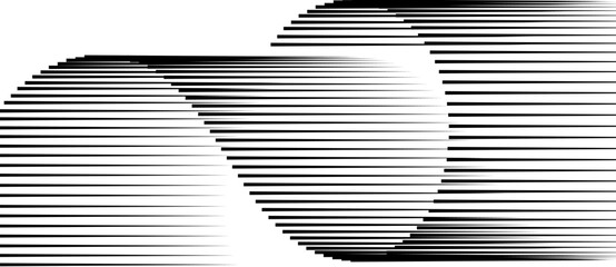 Abstract art geometric background with horizontal lines. Optical illusion with waves and transition.