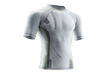 Breathable posture support shirt with smart monitoring isolated on transparent background