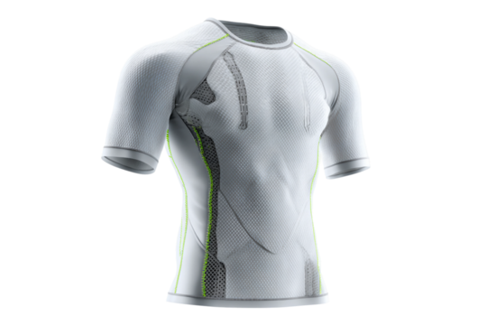 Breathable posture support shirt with smart monitoring isolated on transparent background