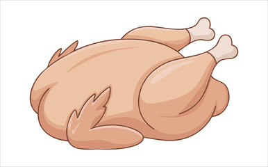 raw chicken meat with legs wings and stuffing isolated vector illustration on white background