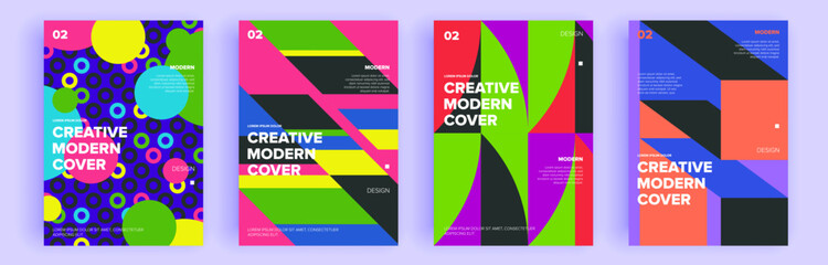 Modern abstract covers set, minimal covers design. Colorful geometric background, vector illustration.