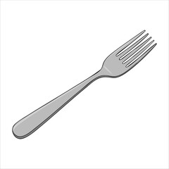 Polished silver dining fork for formal table setting isolated vector illustration on white background