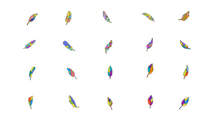 set of abstract feather design icons on white background