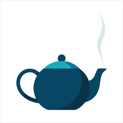 Vintage style teapot for serving hot tea isolated vector illustration on white background