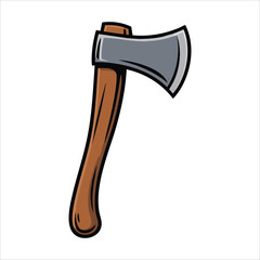 iron axe instrument for forestry work isolated vector illustration on white background