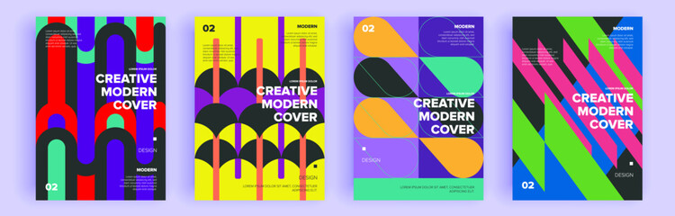 Modern abstract covers set, minimal covers design. Colorful geometric background, vector illustration.