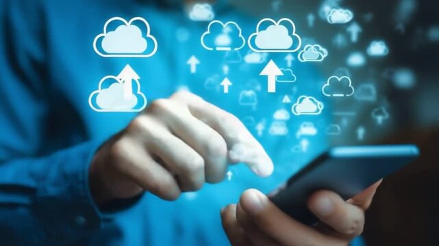 A person using a smartphone to access cloud services, showcasing the integration of technology in daily life and the rise of digital communication in today's world.