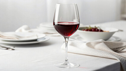 Naklejka premium Red wine in a crystal glass on a table for celebration