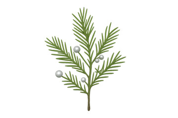 Fototapeta premium Pine branch with white pearls, a festive winter decoration element, symbolizing holidays and new year celebration