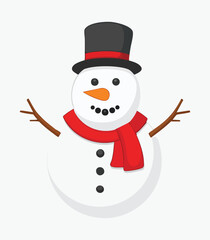 Classic Snowman with Black Top Hat and Red Scarf winter christmas