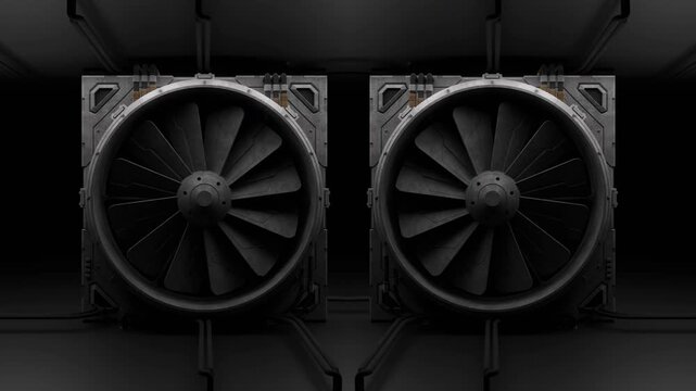 Dual Reactor Fans &ndash; Futuristic Energy Core Animation