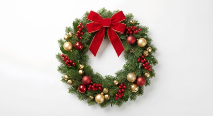 Top View Christmas Wreath Decoration with Ornaments