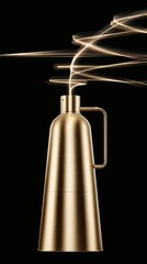 amplifier. Vintage brass megaphone with sound wave visualization, representing communication concept. product launch decks.