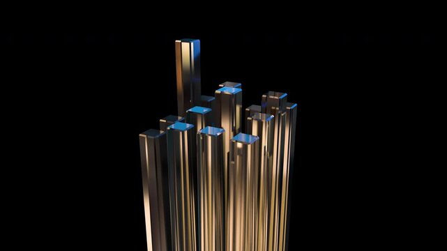 Golden Metallic Towers &ndash; Futuristic Abstract Structure