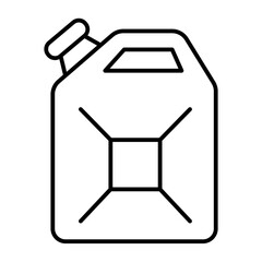 Gasoline canister thin line icon, petroleum concept. Vector graphics. Car oil sign on white background, style icon mobile or web design.