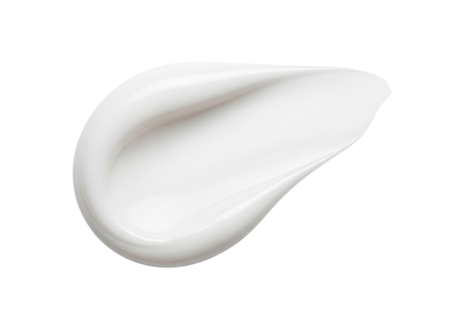 White cream smear isolated PNG on transparent background, cosmetic product swatch for beauty and skincare concepts